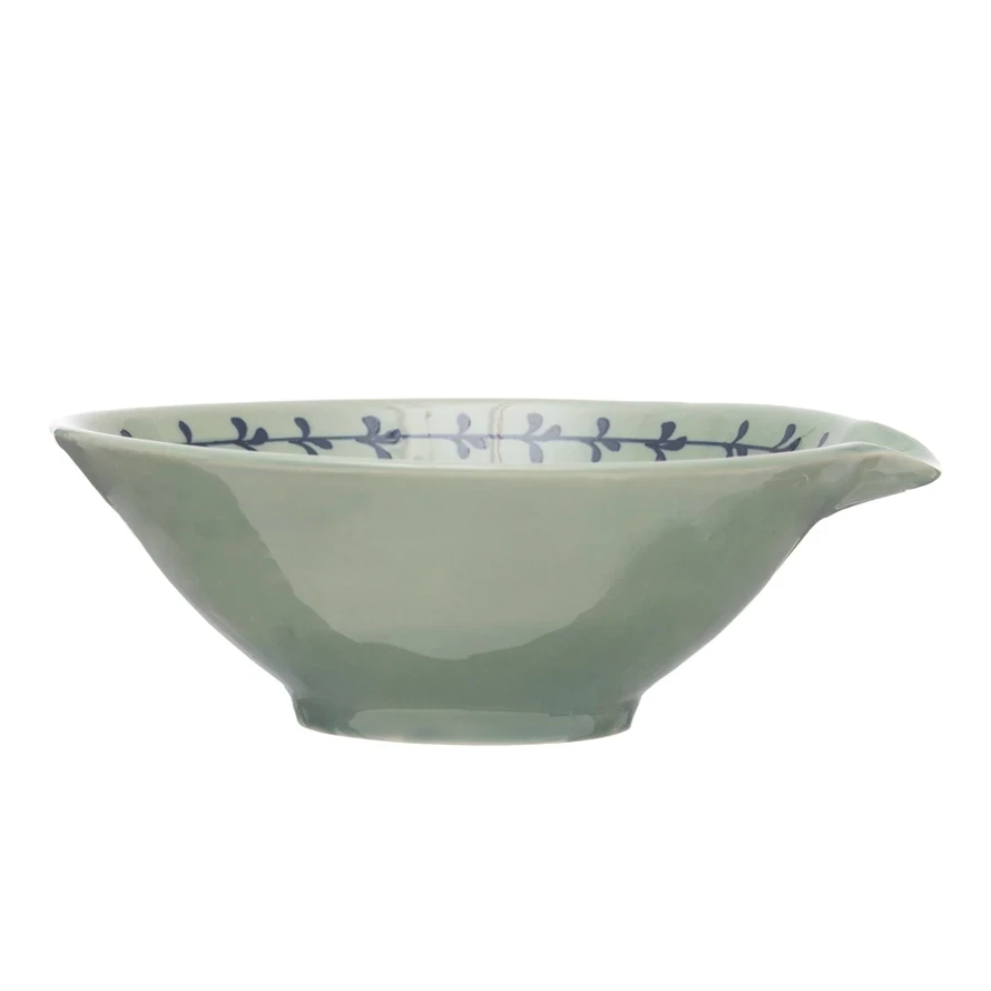 Bowl White Blue w Spout