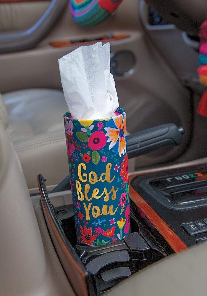Car Tissue Gold Bless You Teal
