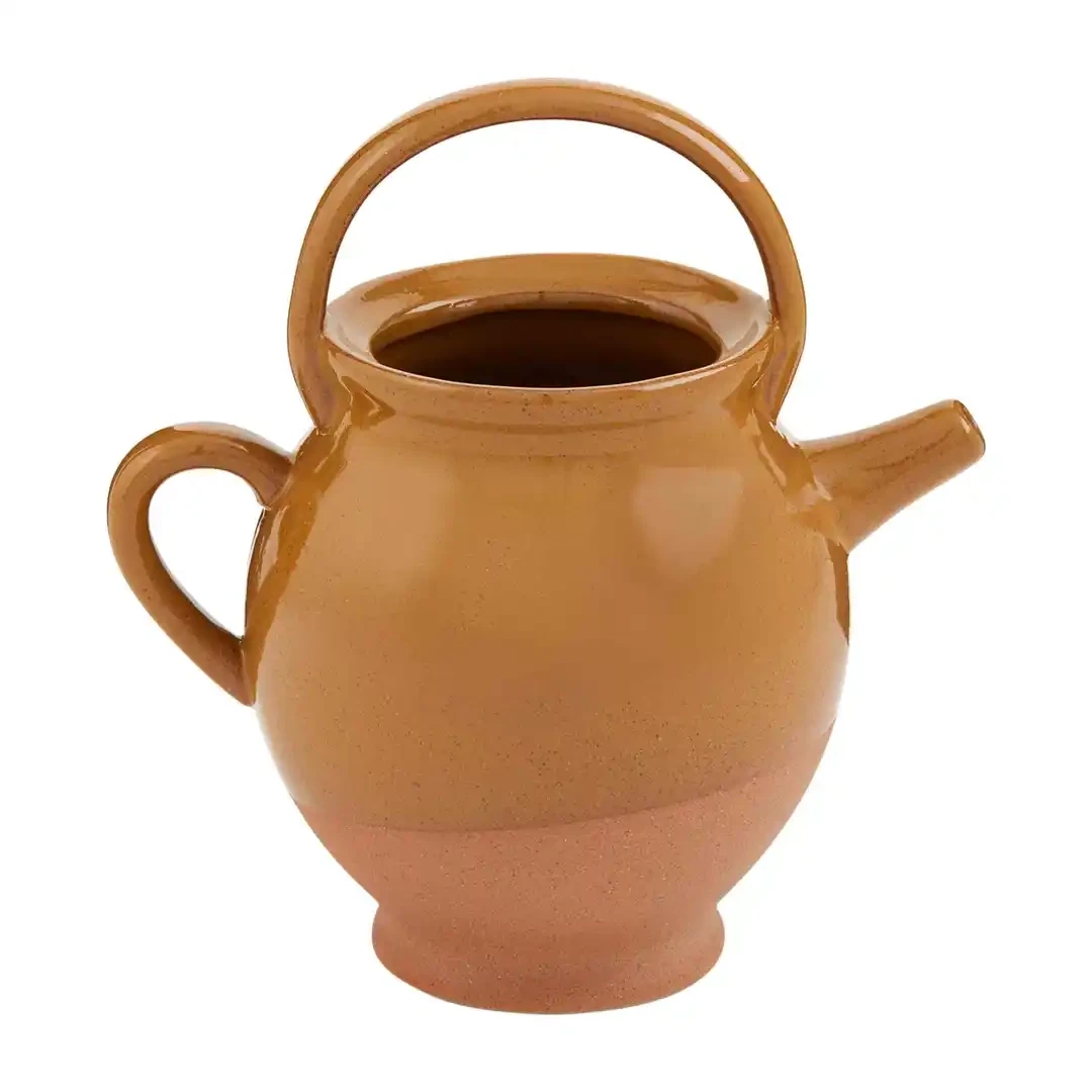Blue Indigo Tea Pot Vase Yellow