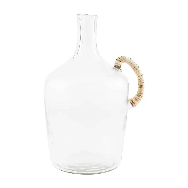 Vase Glass Jug W Wicker Handle Lg