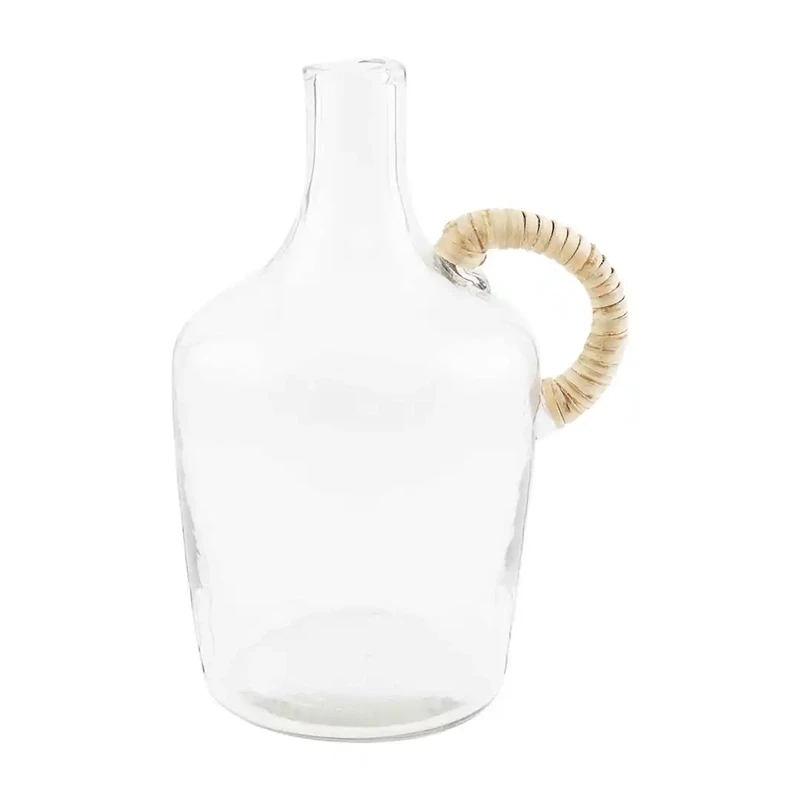 Vase Glass Jug W Wicker Handle Sm