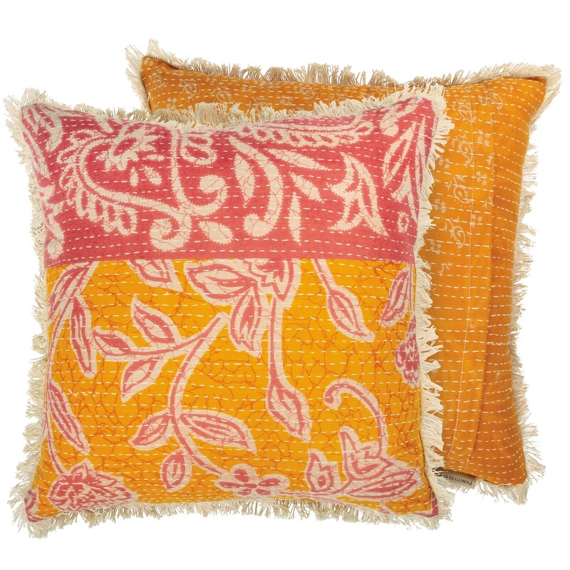 Pillow Kantha W Fringe