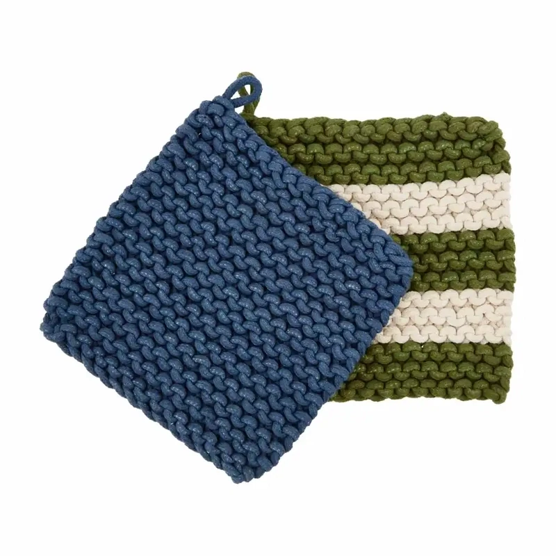 Pot Holder Set Green Crochet