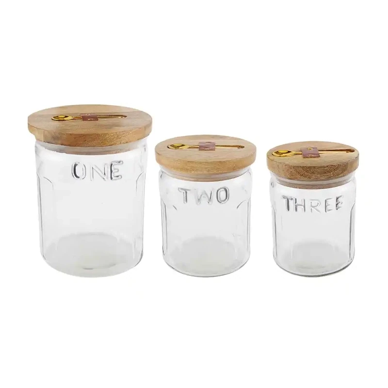 Bistro Glass Canister W Spoons Set