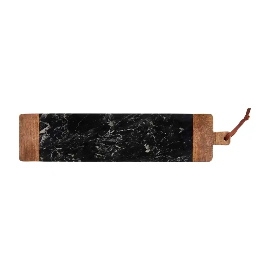 Board Long Wood Black Marble
