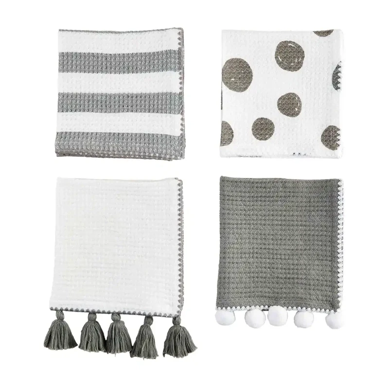 Towel Set Gray Tassel