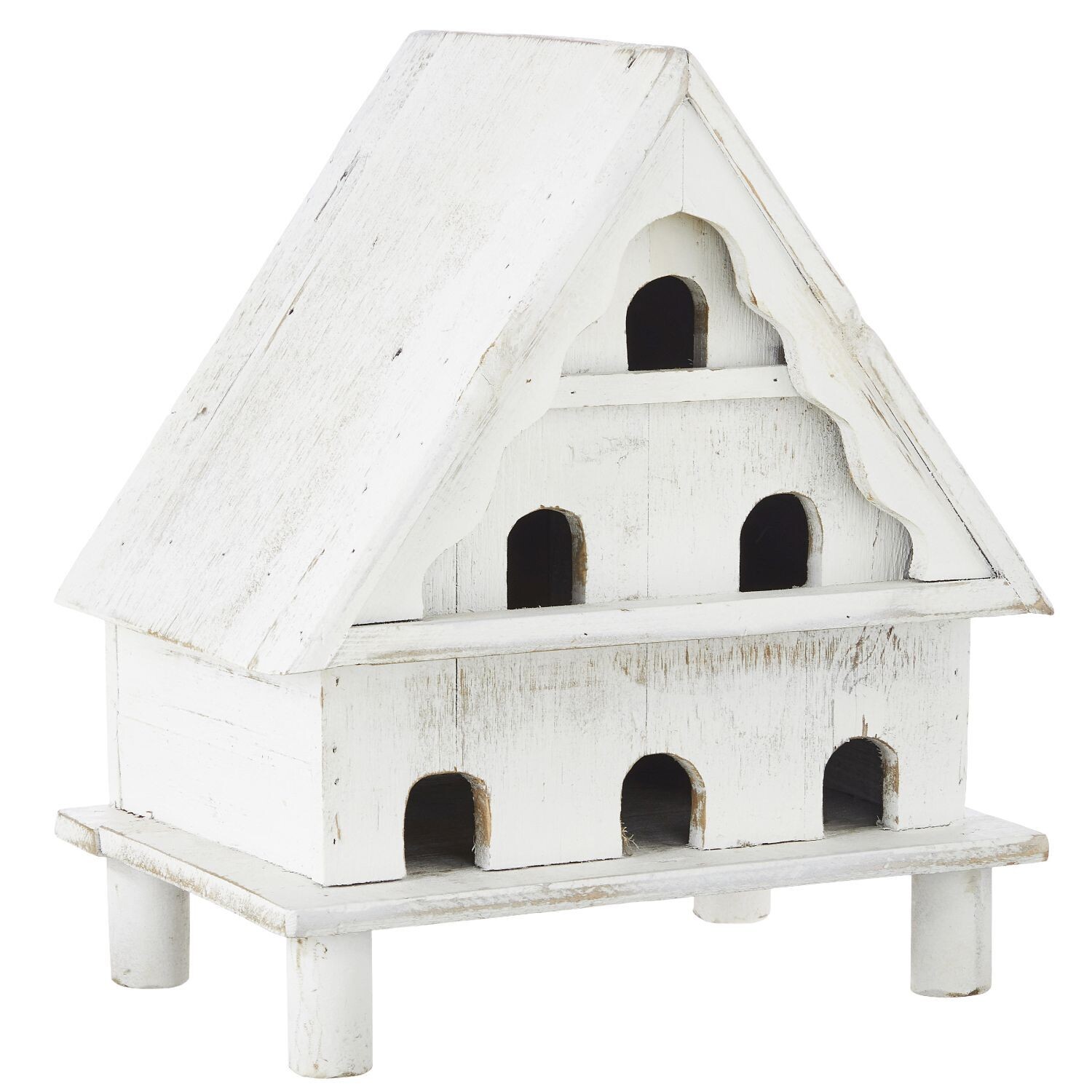 Plant Distressed White Bird House