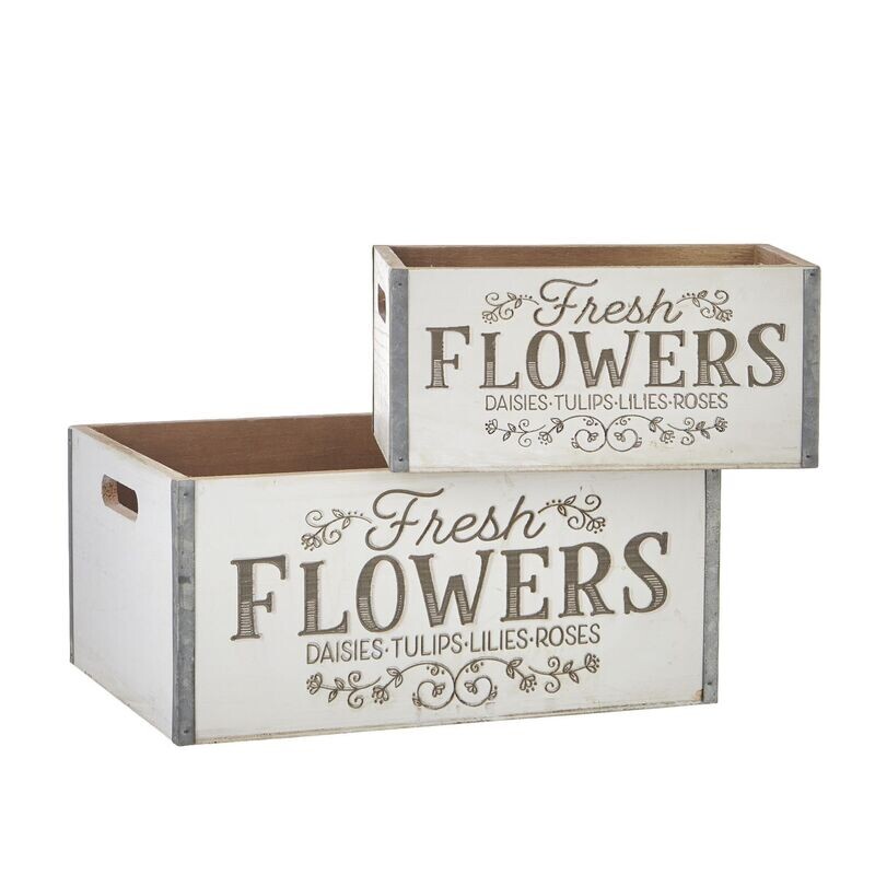 Plant Fresh Flowers Laser Etched Crate Sm