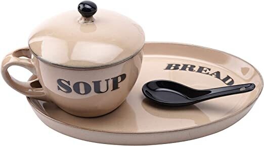 Soup Bowl Bread Plate Cream