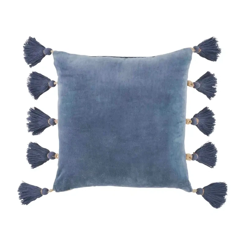 Pillow Blue Velvet Tassel