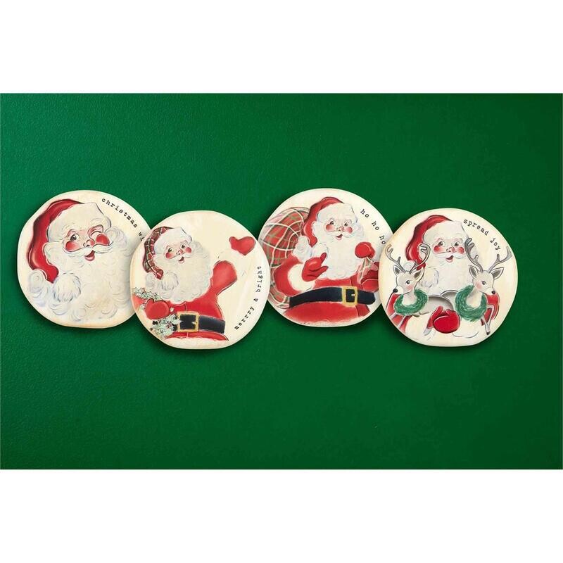 Xmas Coaster Vintage Santa Spread Joy