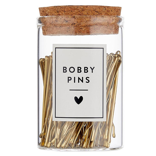 Spa Bobby Pins Jar Gold
