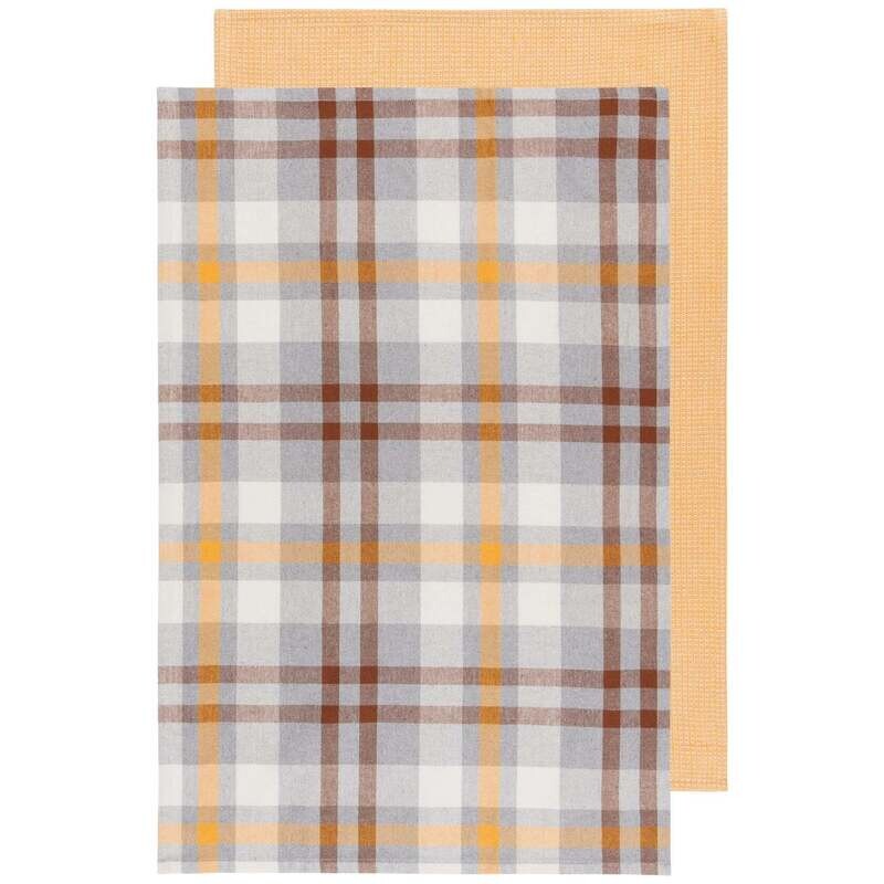 Fall Dishtowel Set Second Spin Plaid Maize