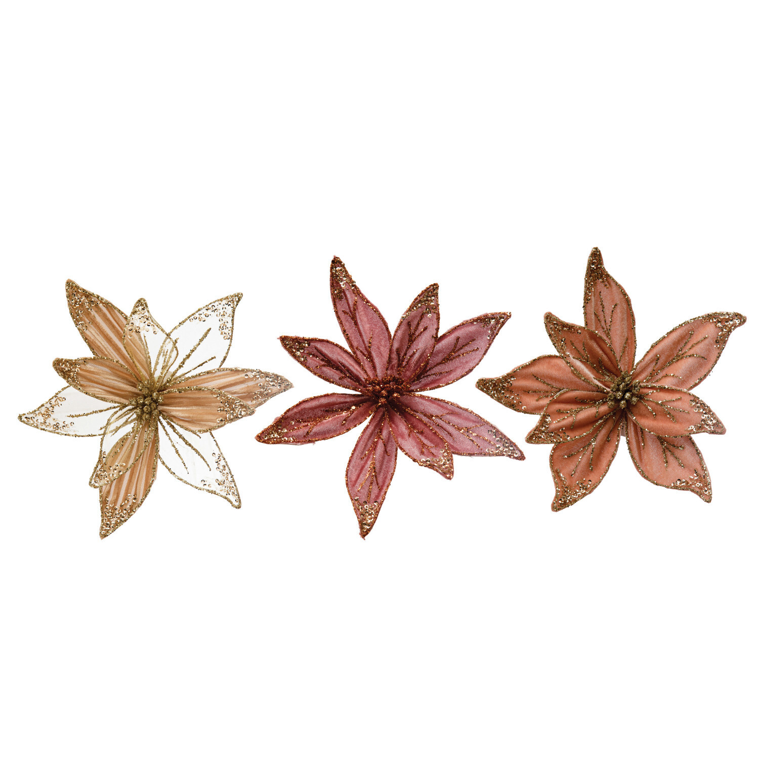 Xmas Ornie Velvet & Voile Poinsettia Clip