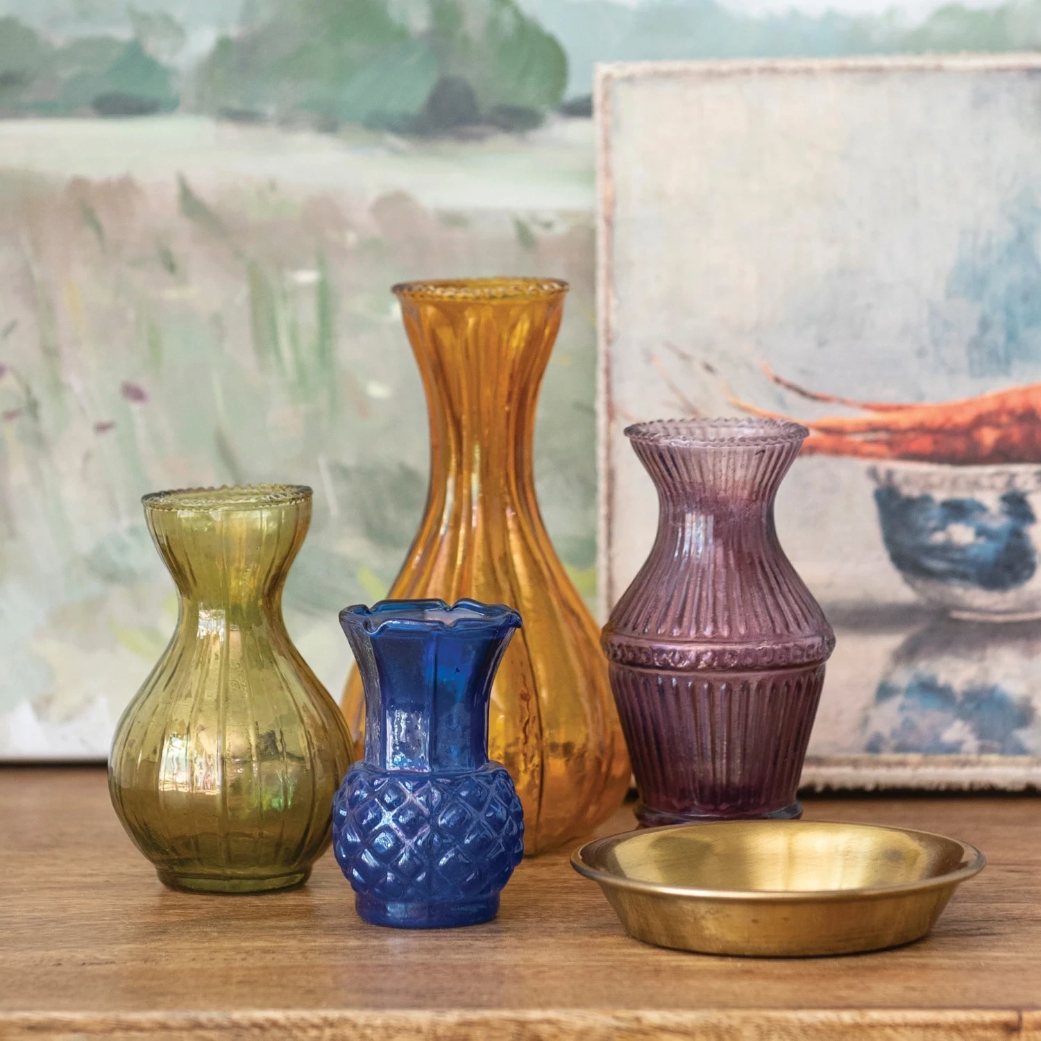 Vase Debossed Glass Orange