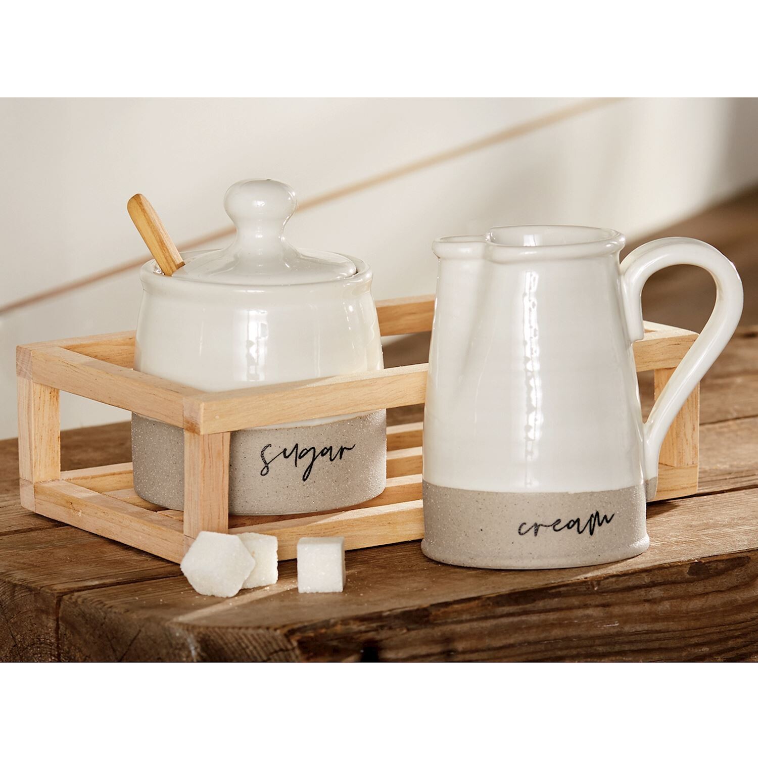 Stoneware Cream And Sugar Set Small
