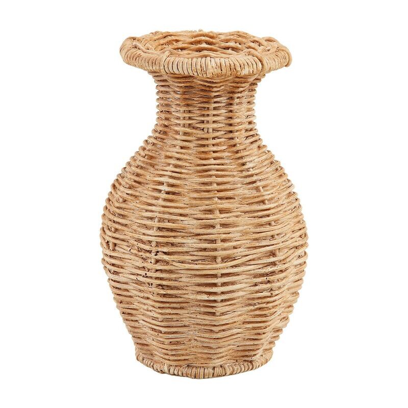 Vase Flared Resin Basket Weave