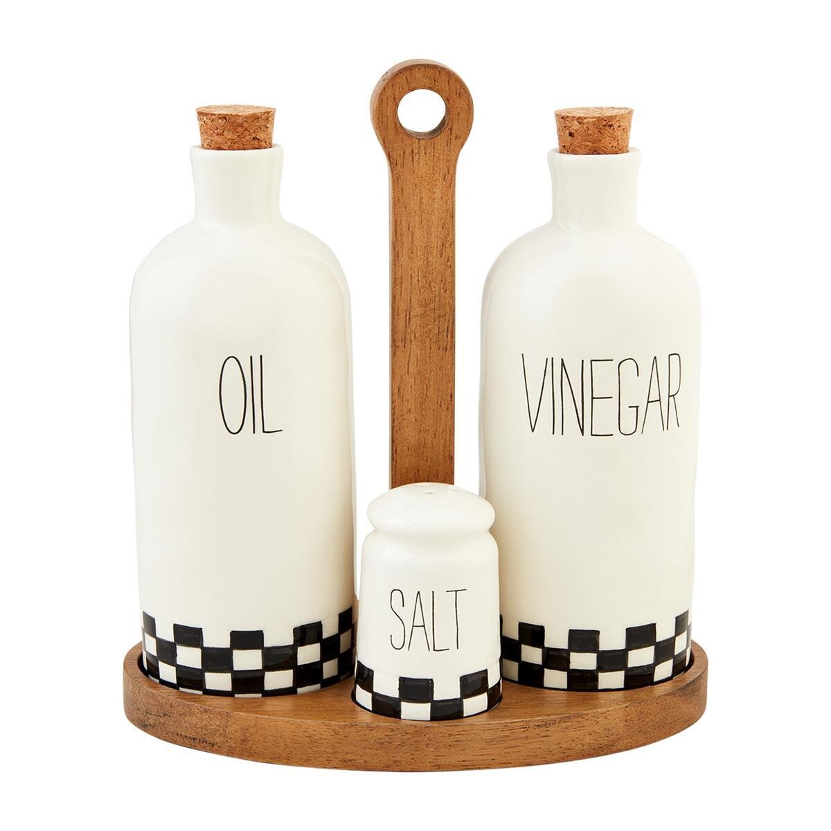 Bistro Checked Oil And Vinegar Set