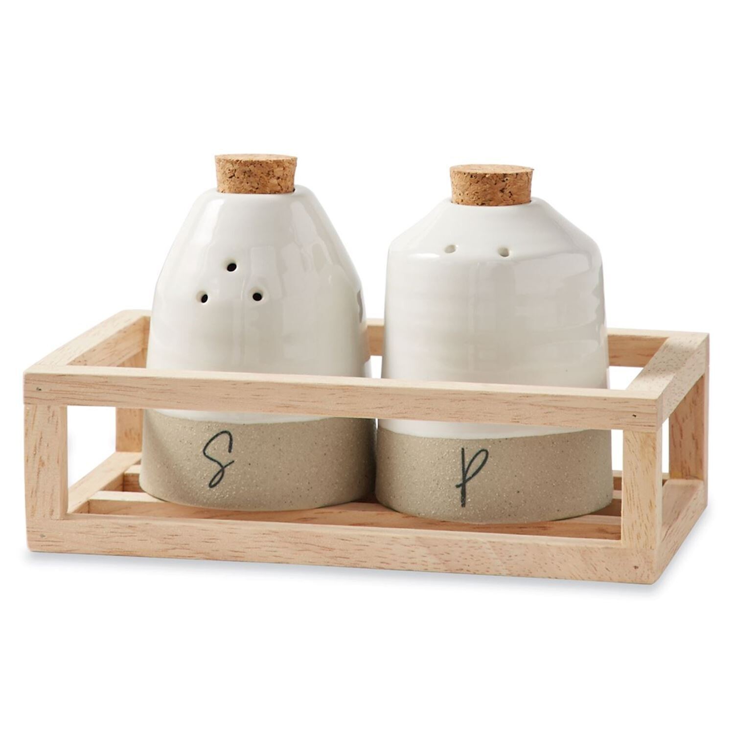Stoneware Salt And Pepper Shaker Caddy