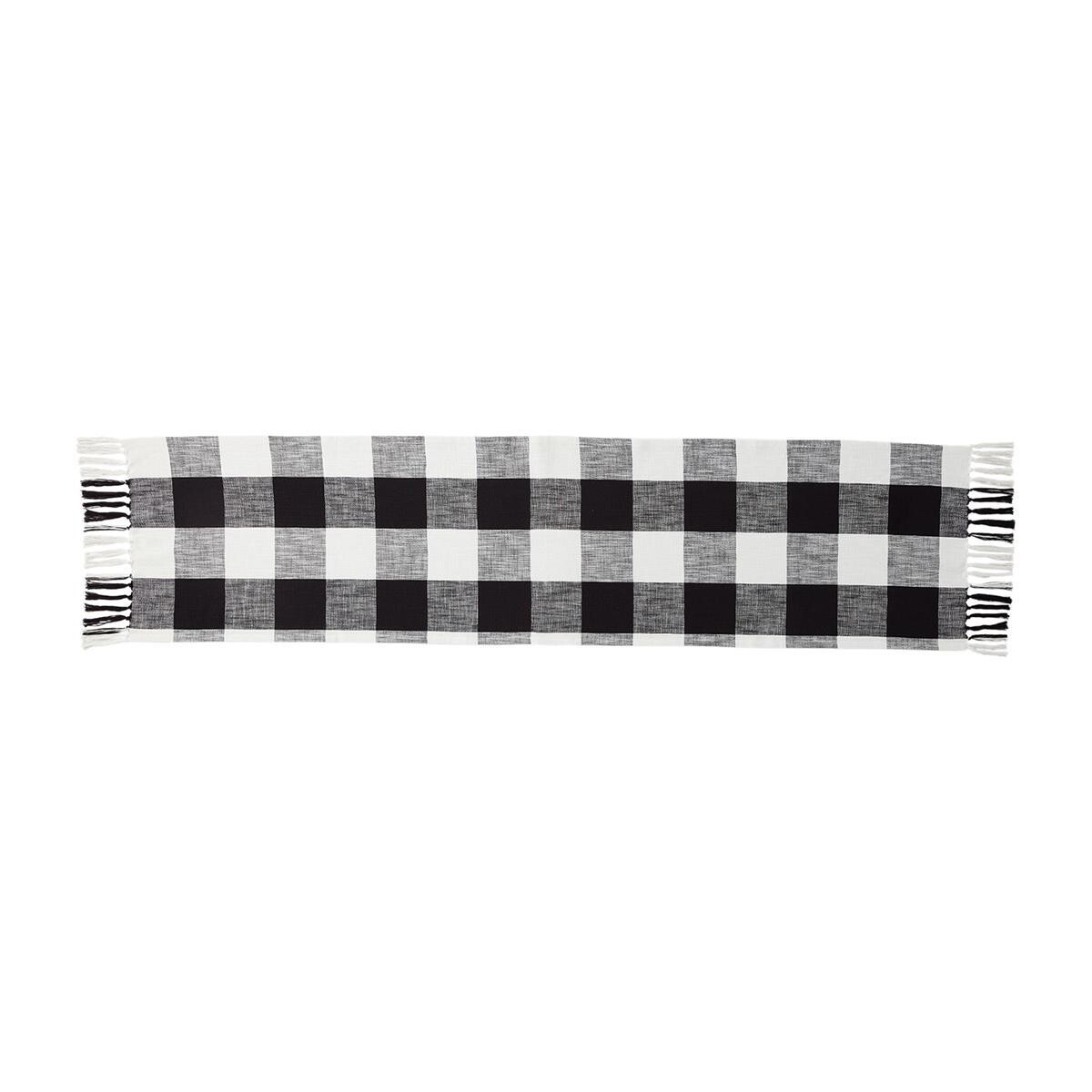 Table Runner Black Check Woven