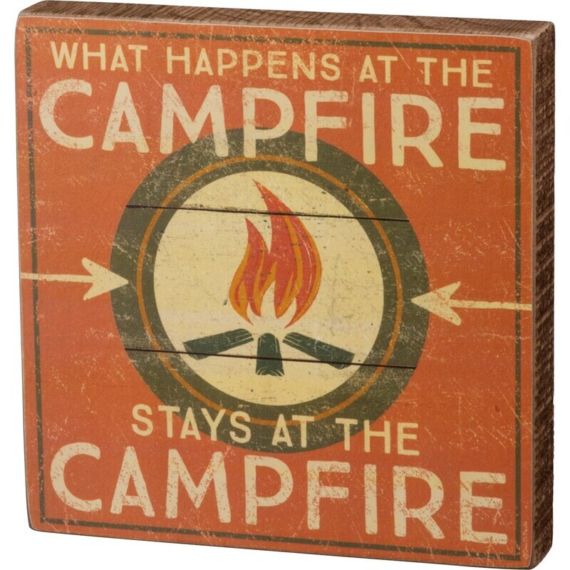 Camp Block Sign Campfire