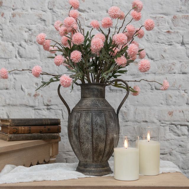 12" Distressed Brown Urn