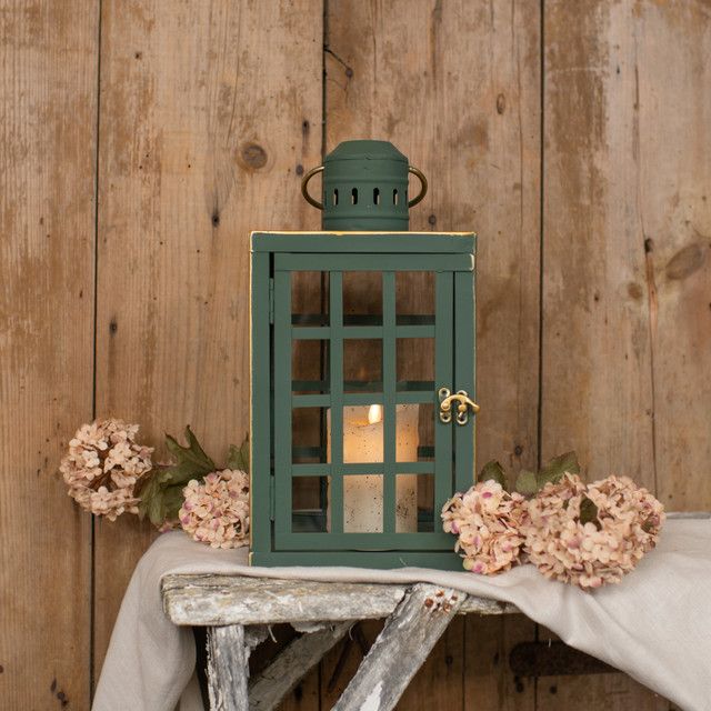 Green Square Window Pane Lantern