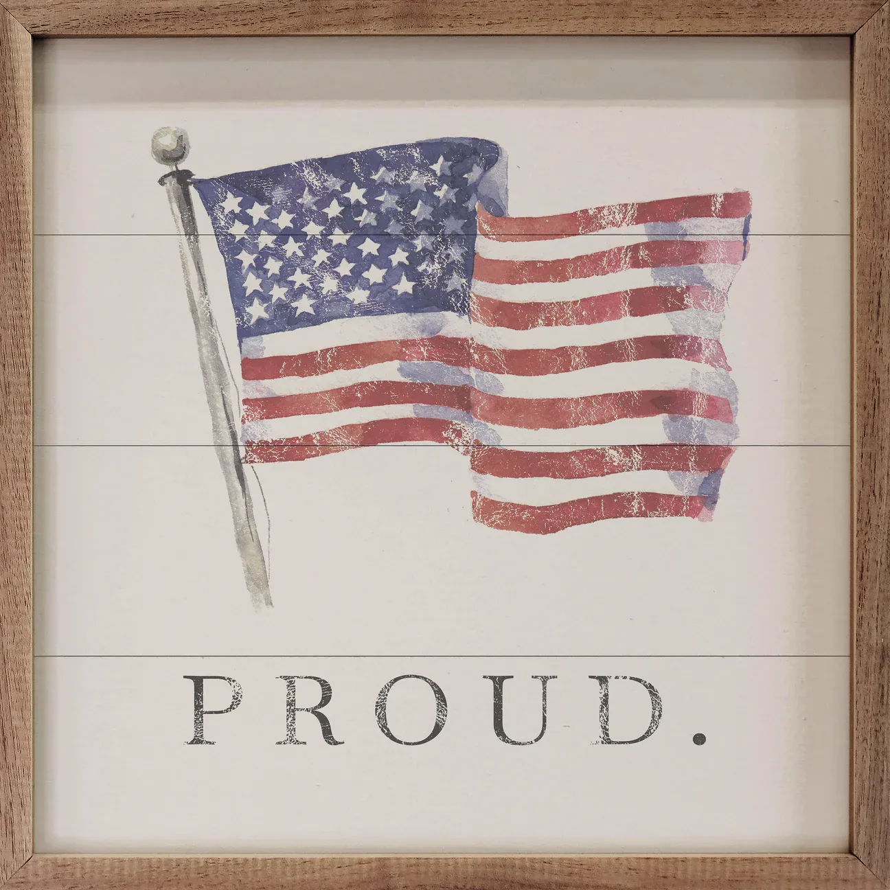 Sign Proud American Flag White 4x4