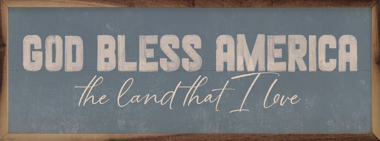 USA Sign God Bless America Blue 12x4