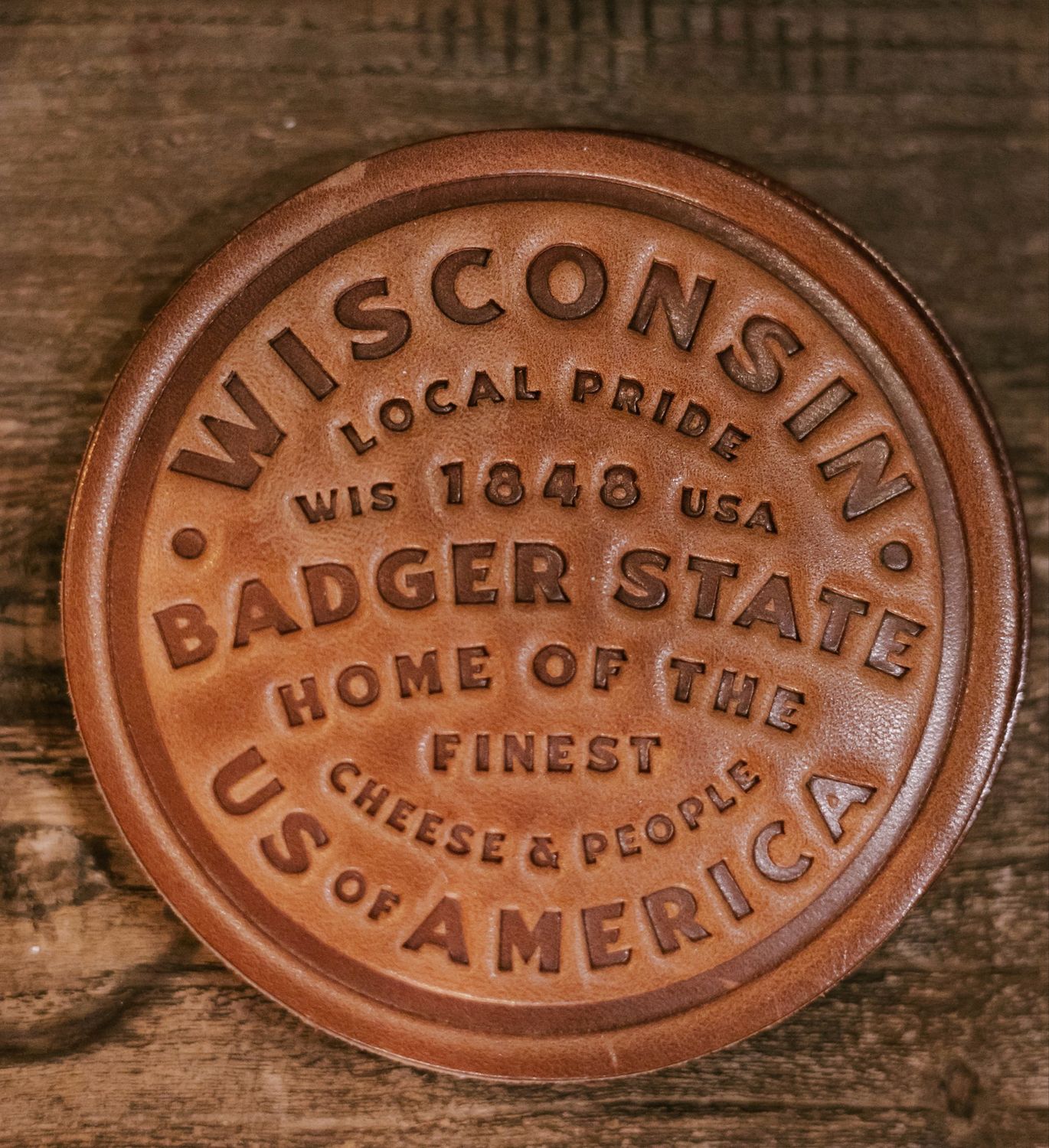 Wisconsin Leather Coaster