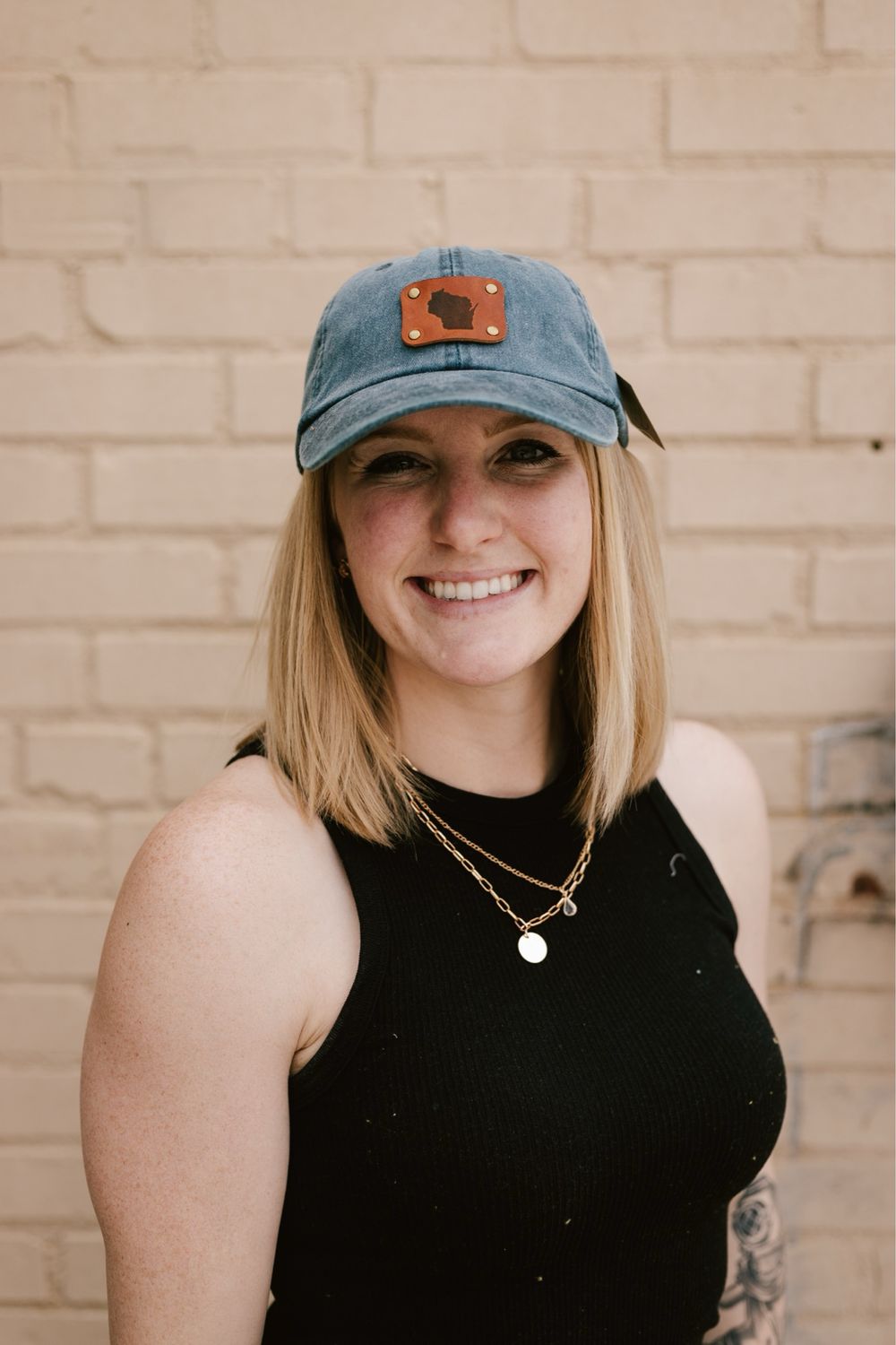 Baseball Cap Wisconsin Leather Patch Navy