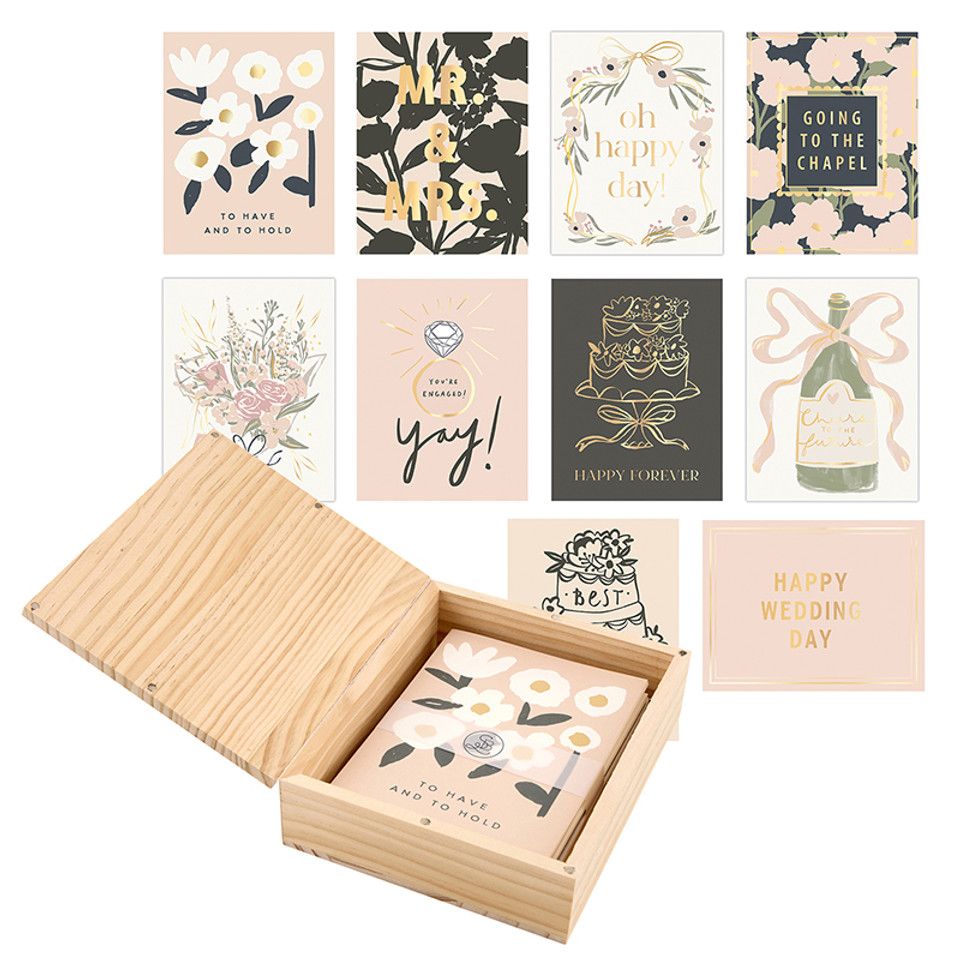 Greeting Card Set w Wood Box- Wedding