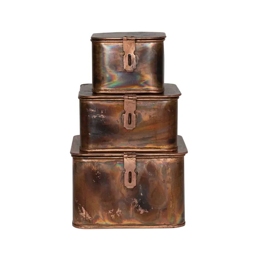 Metal Box w Copper Finish, Small
