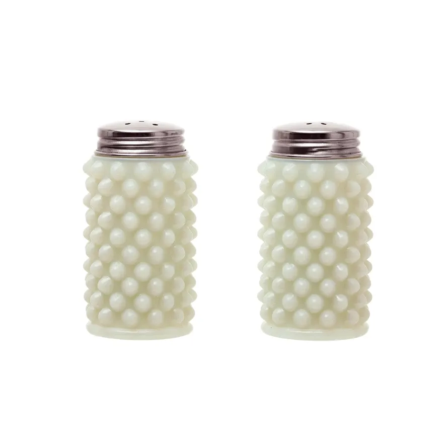Glass Hobnail S&P Shakers Set, White