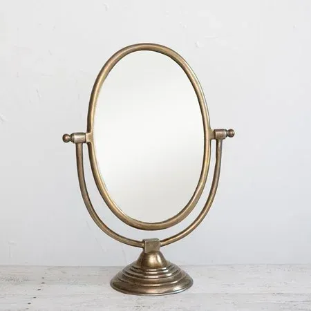 Aluminum Framed Mirror On Stand 15.5"W x 21"H