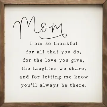 Sign Mom I Am So Thankful White 4x4