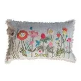 Pillow Lumber Cotton Slub Embroiered 24"Lx14"H