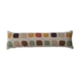 Pillow Crocheted Lumbar w Block Pattern 36"x10"
