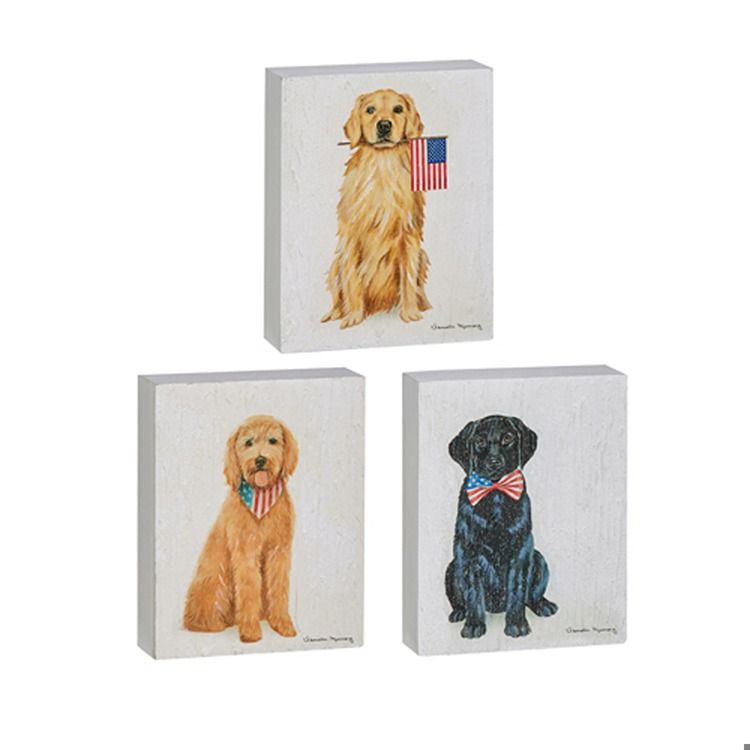 Pet Patriotic Pup Wood Block