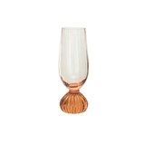 Bar Pink Ribbed Footed Drinking Glass