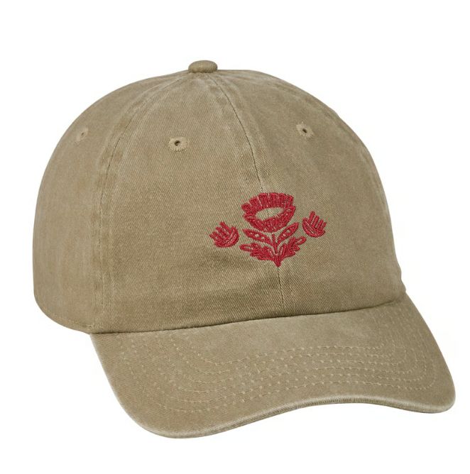 Baseball Cap Red Folk Flora