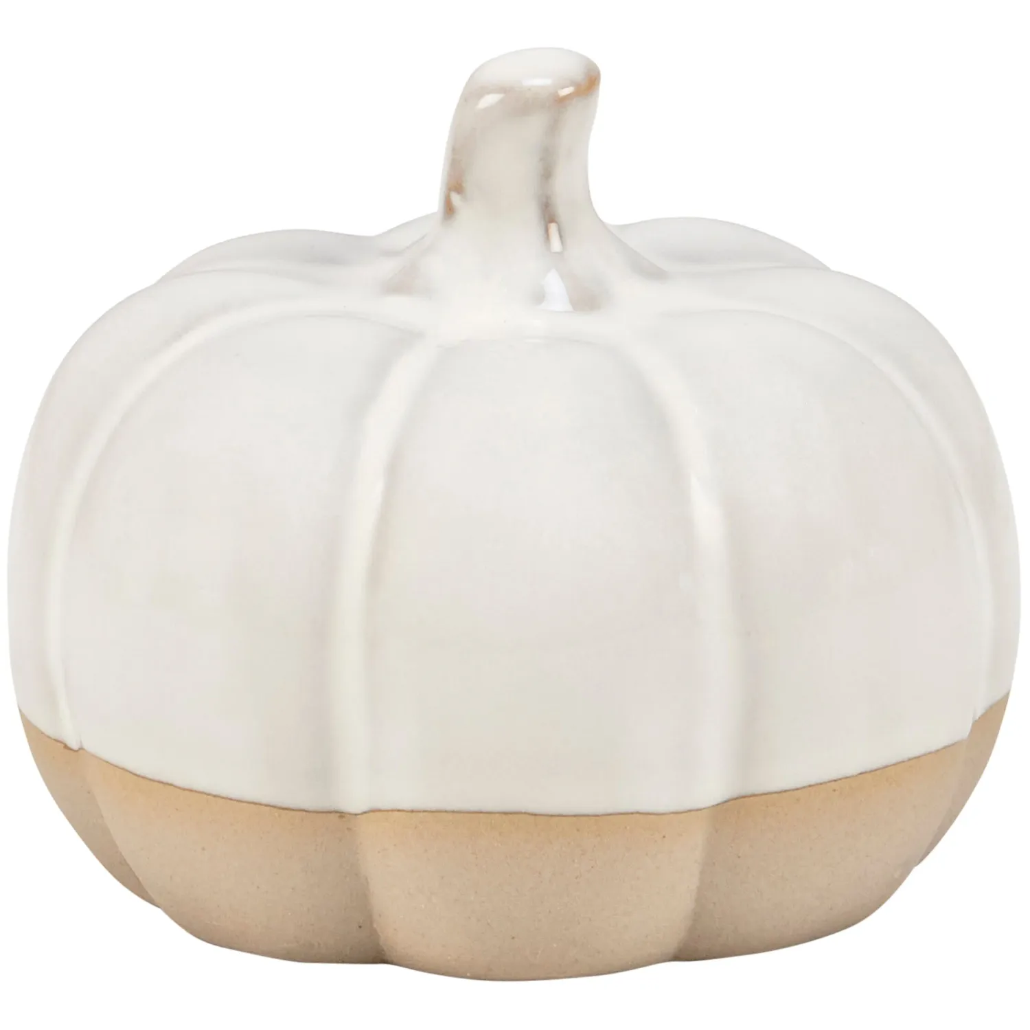 Fall Glazed Ceramic Pumpkin White Small