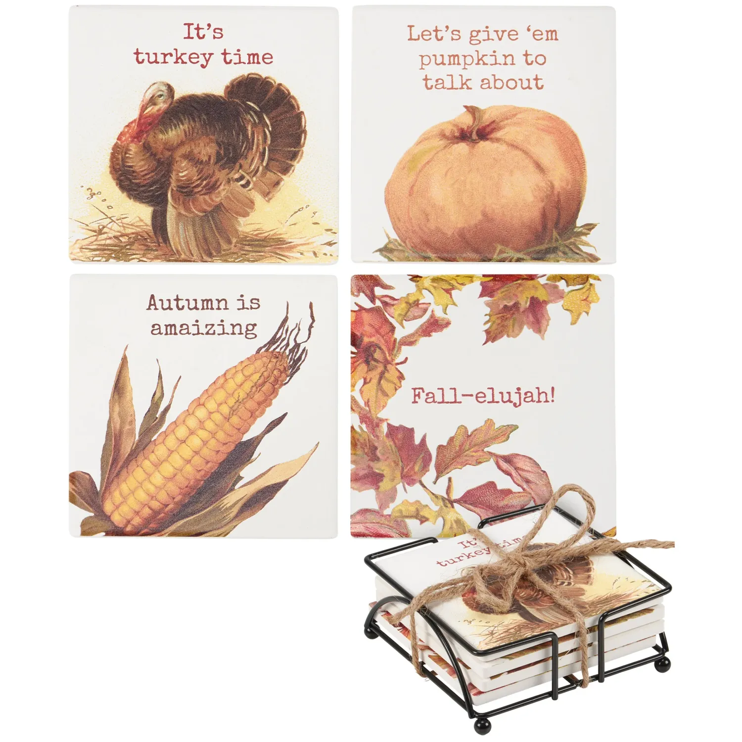 Fall Coaster Set Puns Set/4