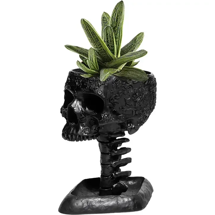 HWN Planter Skull With Backbone