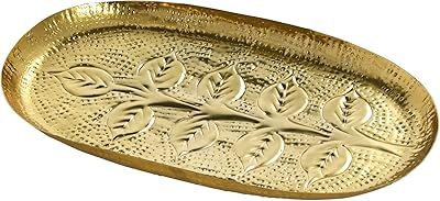 Debossed Metal Tray Gold 13''x8''
