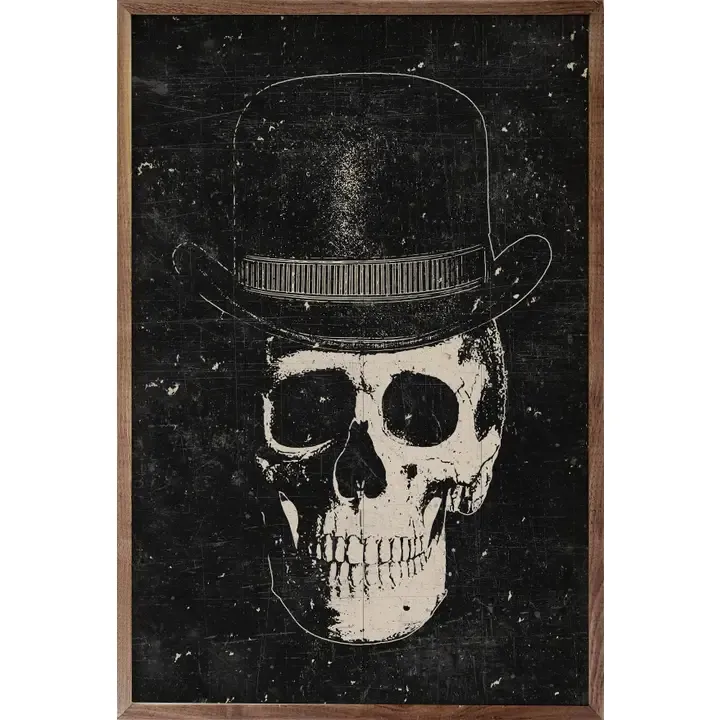 HWN Sign Top Hat Skull 16x24
