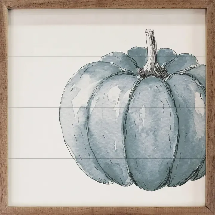 Fall Sign Offset Blue Pumpkin White 16x16