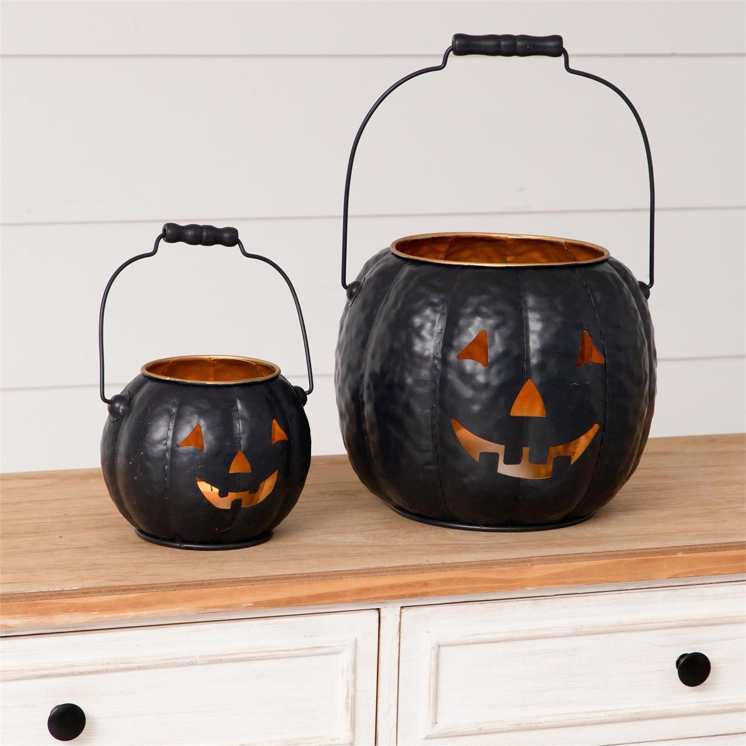HWN Metal Jack O'Lantern Black Large