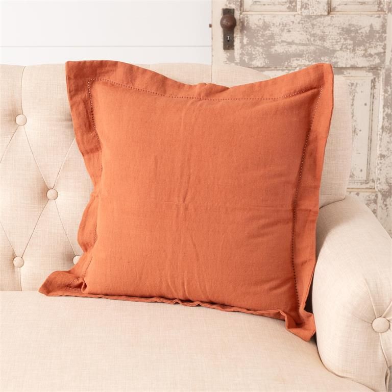 Pillow Stonewashed Linen Rust