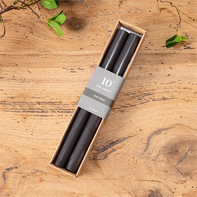 Taper Candle Set/2 Stone Black